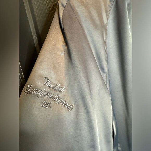 H&M satin look bomber jacket in size small steel blue color is beautiful - Picture 5 of 12